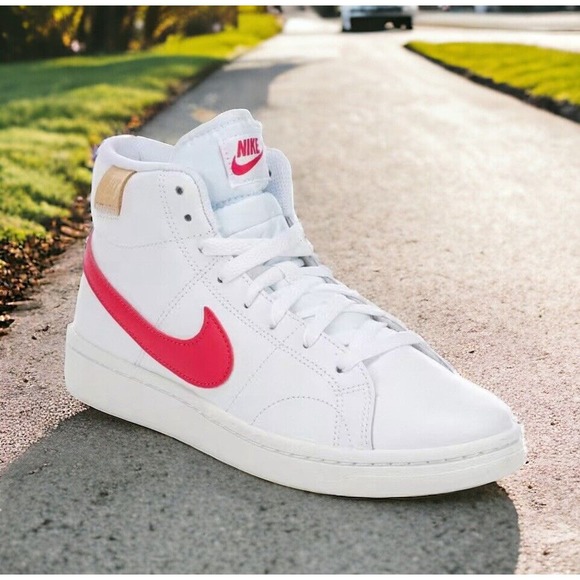Nike Court Royale 2 Mid CT1725 White Pink Workout Shoes Womens 8.5 NEW In Box - Picture 1 of 12